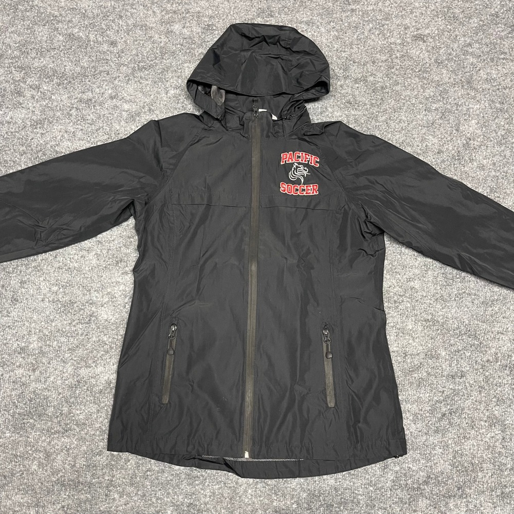 Pacific University Boxers Jacket Womens Small Black Soccer Hooded Windbreaker - Picture 2 of 14